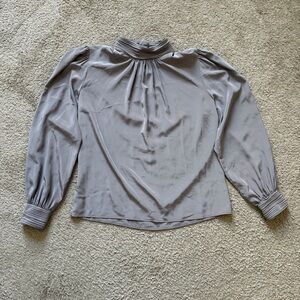 VTG ~ 1980s ~ Helene St. Marie ~ Silver Gray High Neck Blouse ~ Size 12